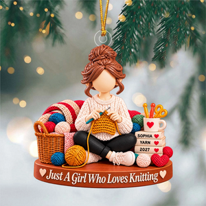 Just A Girl Who Loves Crochet - Personalized Christmas Ornament,Yarn Lover Christmas Gift