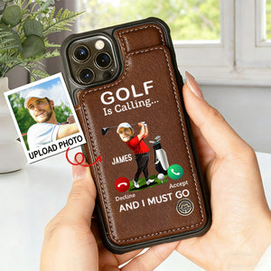 Golf Is Calling¡ And I Must Go - Custom Photo Personalized Flip Wallet Phone Case, Gift For Golfer