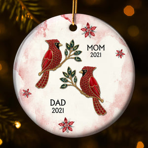 The Love And Memories With Birds And Flowers - Personalized Ceramic Ornament Gift For Family Members