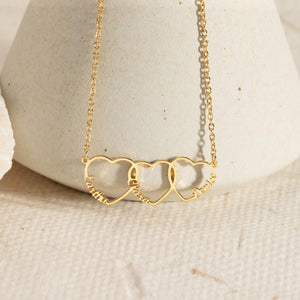 Personalized Multiple Heart Necklace Gift for Mom With Kids Names