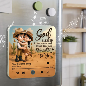 You & Me We Got This Cartoon Countryside Couple Cowboy Cowgirl Personalized Music Fridge Magnet