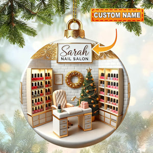 Personalized Custom Name Nail Salon Ornament, Nail Salon Christmas Decoration