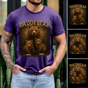 Papa Bear, Always There To Protect His Cubs - Family Personalized Pure Cotton T-Shirt Father's Day Gift For Dad, Grandpa