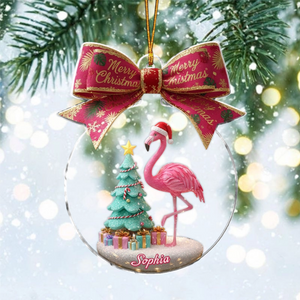 Merry Christmas - Flamingo Personalized Christmas Ornament