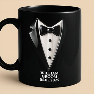 Elegant Groom Suit Bride Dress Design, Personalized Custom Coffee Mug, Gift For Couple