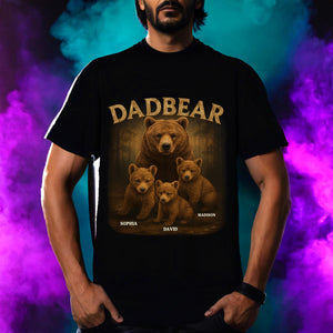 Papa Bear, Always There To Protect His Cubs - Family Personalized Pure Cotton T-Shirt Father's Day Gift For Dad, Grandpa