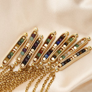 Small Stone Bead Pendant Card Necklace, Amethyst Collar Chain