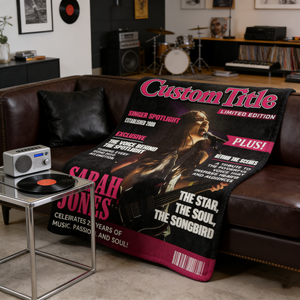 Personalized Singer Magazine Cover Blanket, Singer Gift, Cool Gift For Music Lover, Karaoke Gift