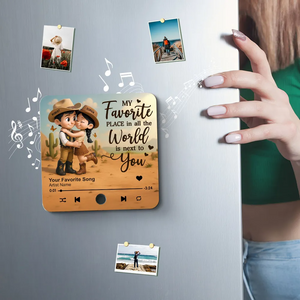 You & Me We Got This Cartoon Countryside Couple Cowboy Cowgirl Personalized Music Fridge Magnet