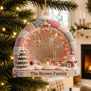 "Our Family" β Personalized Crossword Puzzle Art Ornament | Gift For Family Lovers