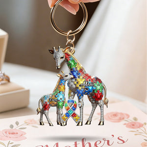 For the Strong Mama Who Shines Bright β Personalized Autism Awareness Keychain