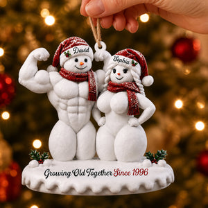 Growing Old Together, Personalized Snowman Couples Ornament,Christmas Gift For Couples