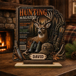 Custom Hunting Magazine Cover Plaque, Personalized Hunting Gifts for Men, Deer Hunting Gifts for Him, Hunting Dad Gift