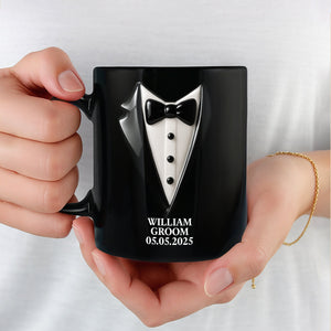 Elegant Groom Suit Bride Dress Design, Personalized Custom Coffee Mug, Gift For Couple