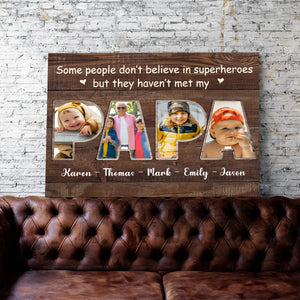 Personalized Papa Photo Collage Canvas Poster, Father's Day Gifts For Papa Grandpa