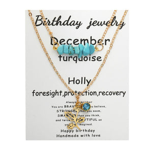 Birthstone Flower Necklaces Dainty Chain Necklace 12 Birth Month Crystal Necklace for Women