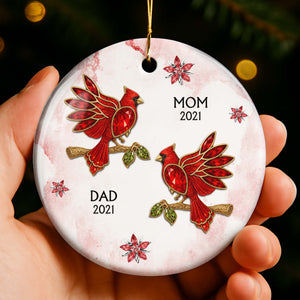 The Love And Memories With Birds And Flowers - Personalized Ceramic Ornament Gift For Family Members