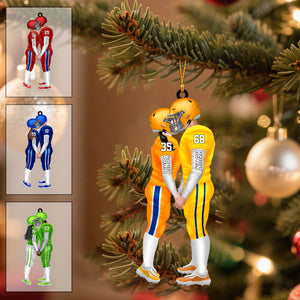 Personalized American Football Kissing Couple Ornament