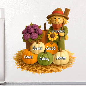 Fall Scarecrow Grandma with Pumpkins Grandkids Names Personalized Decal