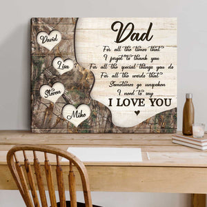 Thank You Dad Gift with Kids Names, Father's Day Personalized Canvas Poster