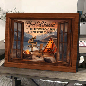 Personalized Camping Couple Gift God Blessed The Broken Road Canvas Poster