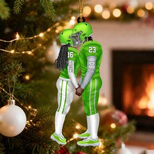 Personalized American Football Kissing Couple Ornament