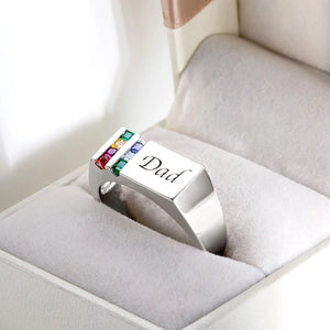 Personalized Birthstone Men's Ring, Family Ring Gift for Father