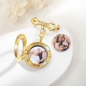 Personalized Photo Wedding Lapel Pin, Bridal Bouquet Charm Pendant