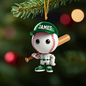 Adorable Baseball Star Personalized Ornament