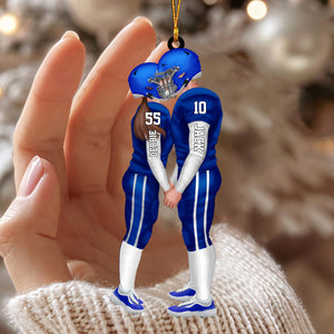 Personalized American Football Kissing Couple Ornament