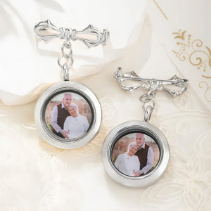 Personalized Photo Wedding Lapel Pin, Bridal Bouquet Charm Pendant