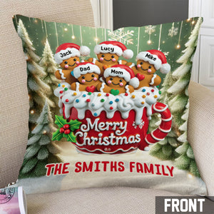 Merry Christmas Personalized Family Cookie Throw Pillow