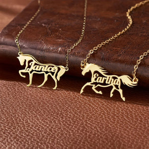 Running/Head Down Horse Personalized Name Horse Necklace