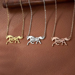 Running/Head Down Horse Personalized Name Horse Necklace