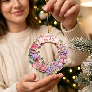 "Stitch Made With Love" – Personalized Acrylic Hanging Ornament | Gift For Crochet Lovers