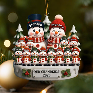 Custom Snowman Acrylic Ornament - Personalized Christmas Birthday Gifts For Grandpa, Grandma