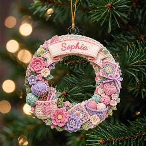 "Stitch Made With Love" – Personalized Acrylic Hanging Ornament | Gift For Crochet Lovers
