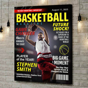 Custom Basketball Magazine Cover, Gift For Basketball Player, Graduation Gift For Basketball Player, Personalized Basketball Gifts