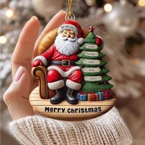 Custom Name Santa and Kids - Personalized Christmas Ornament Gift for Family