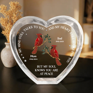 My Mind Still Talks To You - Personalized Crystal Heart Plaque, Gift For Family