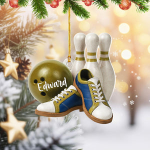 Custom Name Bowling Ornament, Personalized Christmas Gift For Bowling Lover