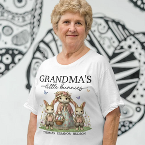 Vintage Grandma Bunny Easter Personalized Pure Cotton T-Shirt