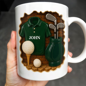 Golf Shirt, Golf Balls, Golf Clubs, Golf Bag - Personalized Mug, Gift For Golf Lovers
