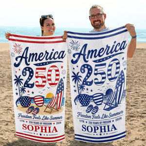 Personalized "Freedom Feels Like Summer" Beach Towel – Family Gift