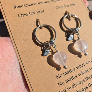 Rose Quartz For Unconditional Love Personalized Crystal Keyring Gift Set