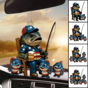 Personalized Hooked On Being Papa Fishing Dad Acrylic Ornament