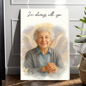 Custom Watercolor Portraits Personalized Canvas Poster,Loss Of Loved One Gift