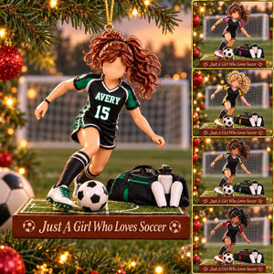 Just a Girl Who Loves Soccer - Personalized Soccer Girl Christmas Ornament, Girls Soccer Player Gift