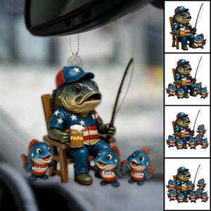 Personalized Hooked On Being Papa Fishing Dad Acrylic Ornament