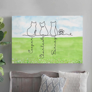 Adorable Cats Line Art - Personalized Poster, Unique Gift for Cat Lovers